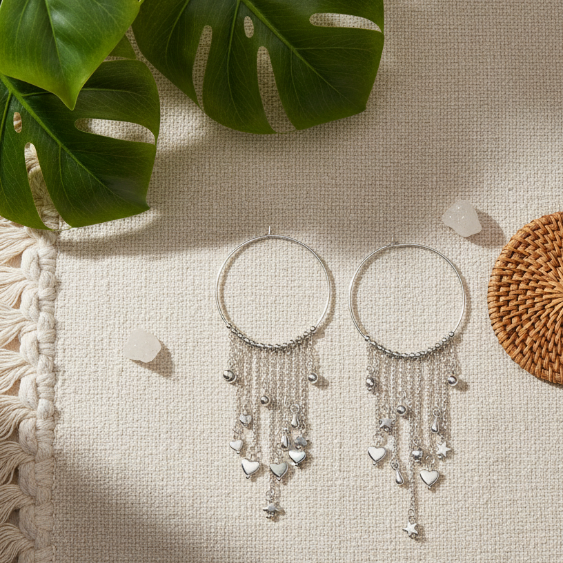 Silver Plate Ring Charms Earrings - Elegant and Stylish Accessories - Shopthatapp.ca