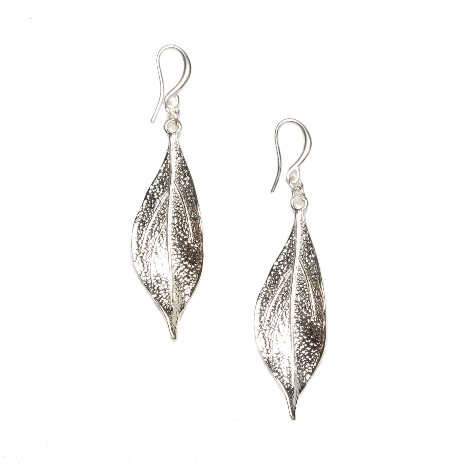 Textured Silver Leaf Earrings - Elegant Silver Plate Design - Shopthatapp.ca