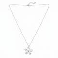 Hammered Flower Pendant Silver on Chain - Silver Plate (SP105) - Shopthatapp.ca