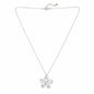 Silver hammered flower pendant necklace by Suzie Blue Canada on a chain, featuring a silver plate floral design.