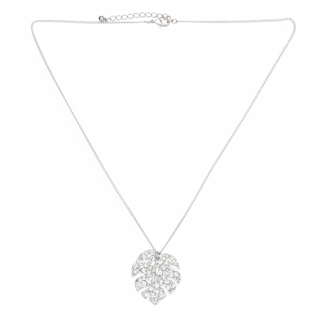 Hammered Leaf Pendant Silver Plate on Chain Jewelry - Shopthatapp.ca