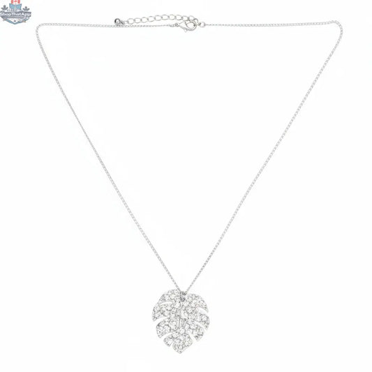 Hammered leaf pendant silver-plated necklace by Suzie Blue Canada, featuring a detailed leaf charm on a chain.