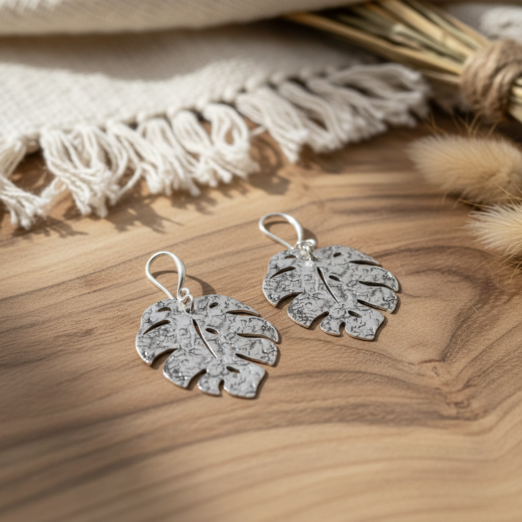 Hammered Silver Leaf Earrings - Silver Plate Elegance - Shopthatapp.ca