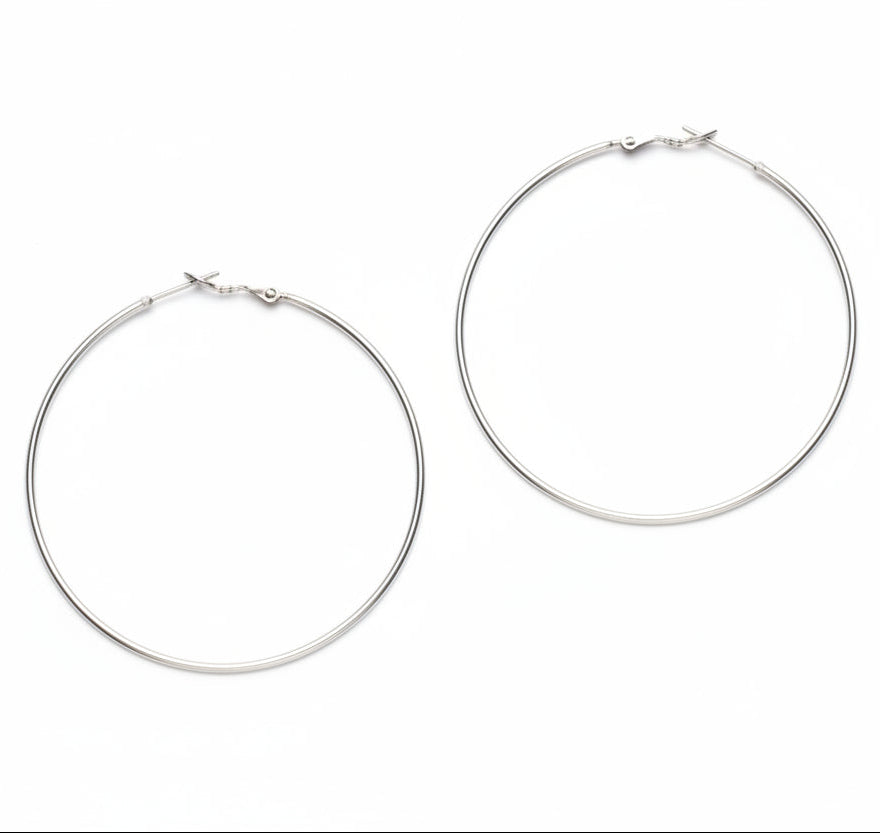Large Silver Hoop Earrings - Silver Plated Elegance - Shopthatapp.ca