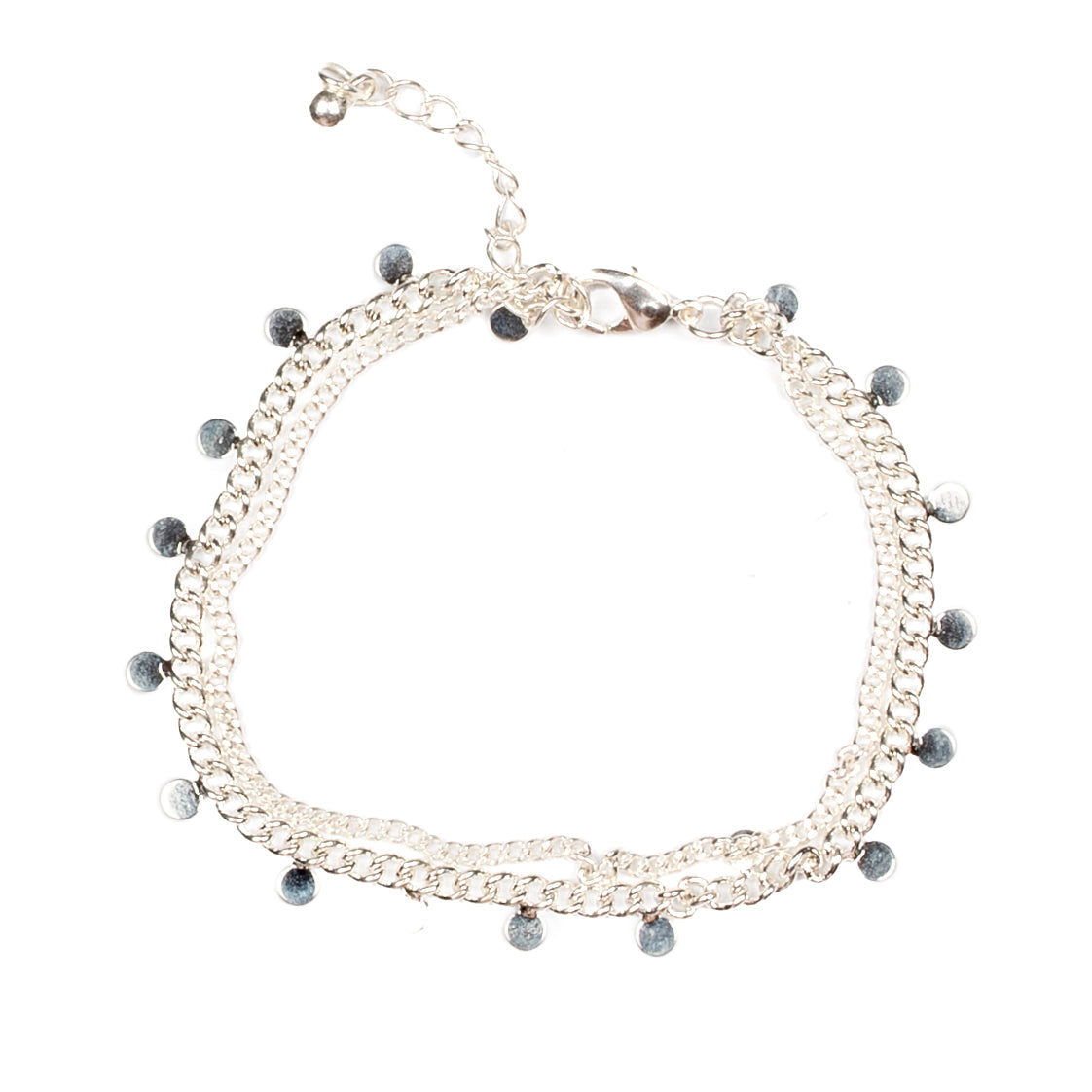Double Disc Chain Bracelet - Silver Plate - Shopthatapp.ca