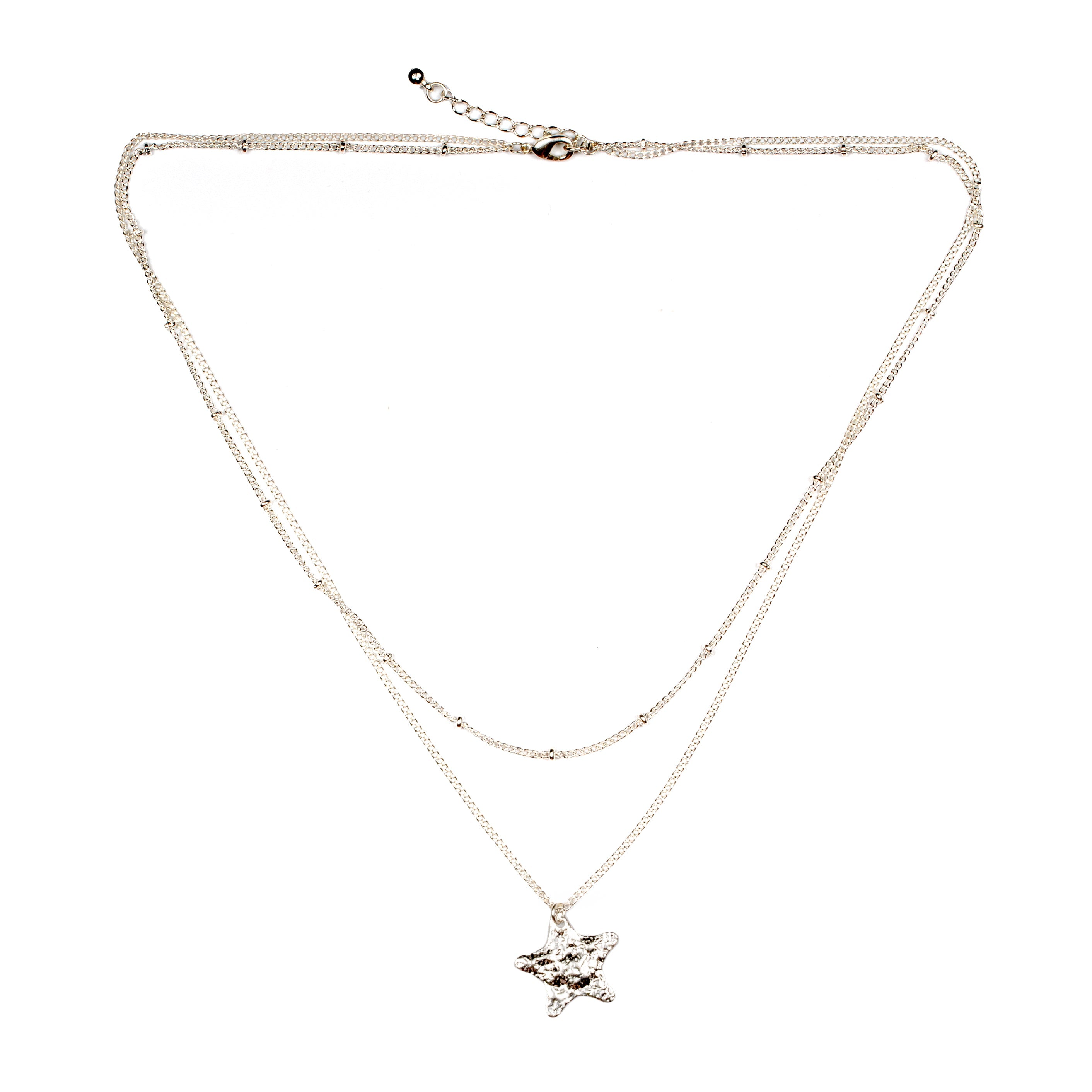 Double Strand Star Necklace - Silver Plate - Shopthatapp.ca