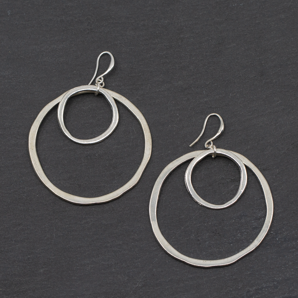 Simple Silver Double Ring Earrings in Silver Plate - Shopthatapp.ca