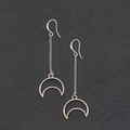 Long Drop Moon Earrings In Silver Plate - Shopthatapp.ca