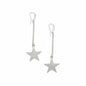 Silver plated drop chain star earrings by Suzie Blue Canada, featuring a delicate chain and star charm design.
