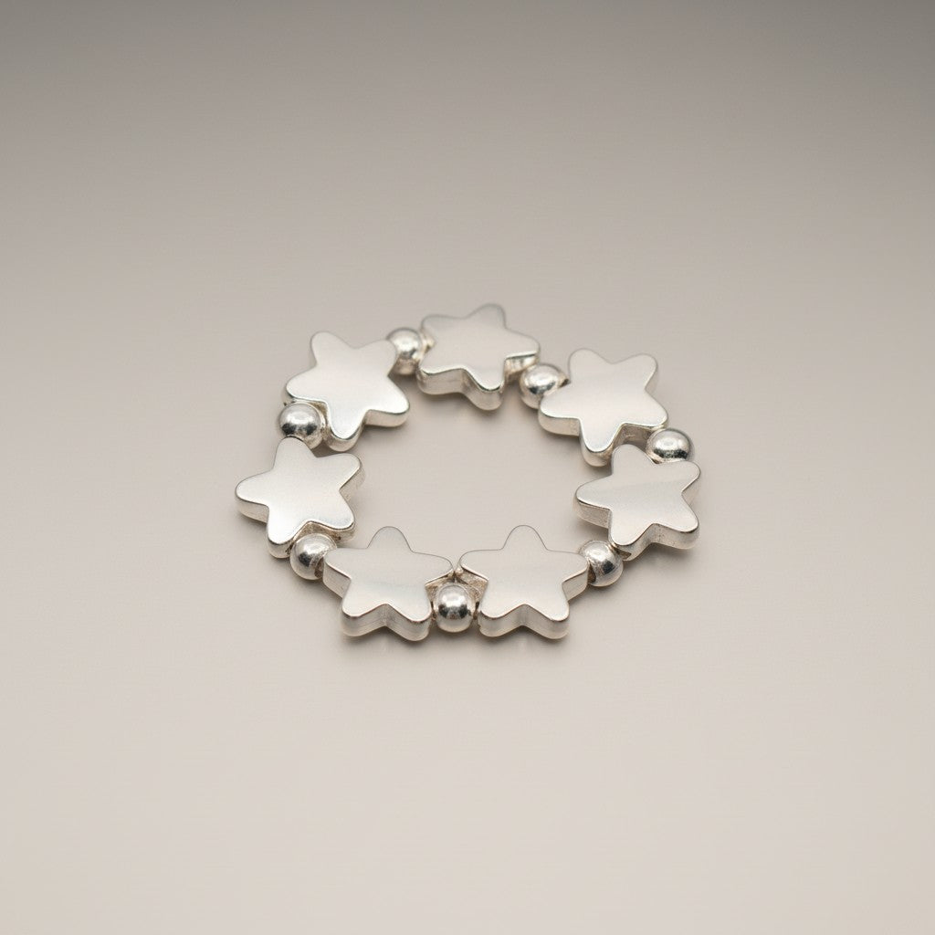 Elasticated Silver Plated Star Ring - Shopthatapp.ca