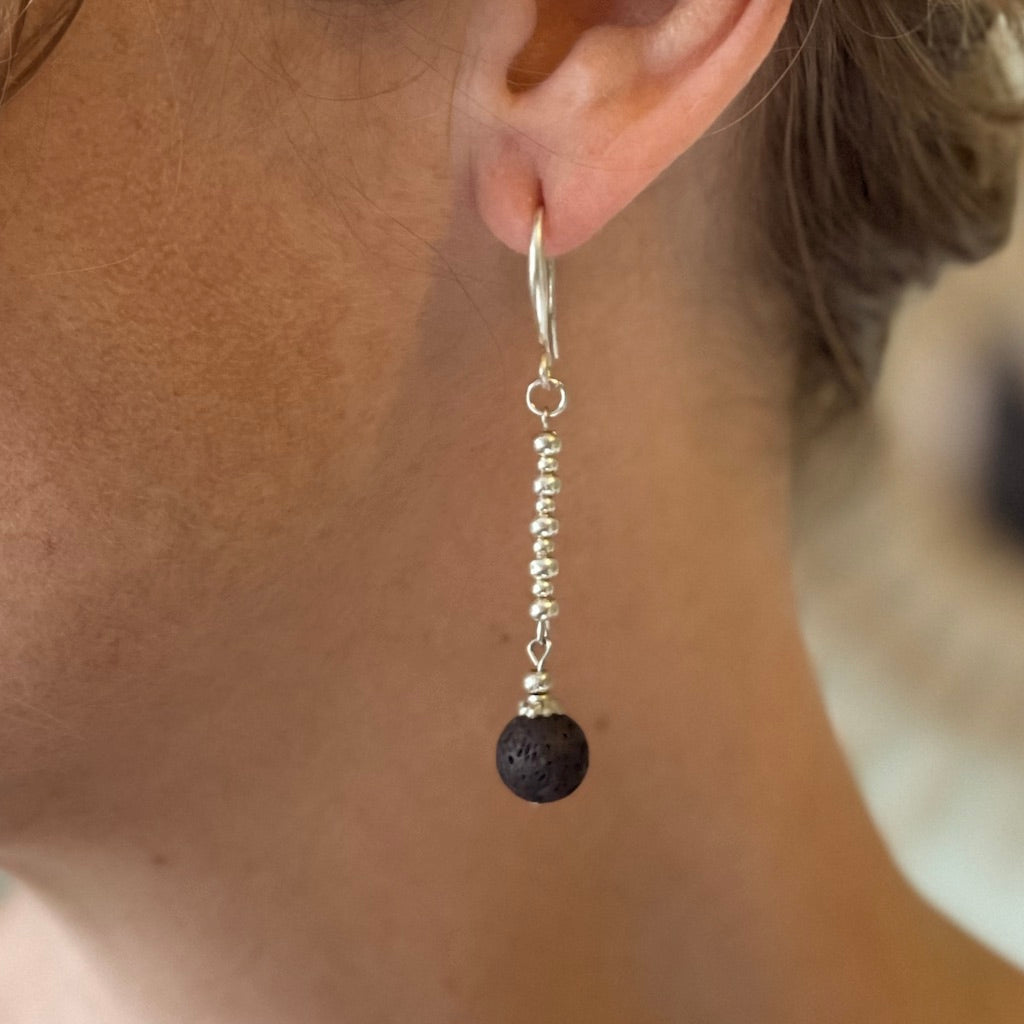 Lava Stone Earrings in Silver Plate - Shopthatapp.ca