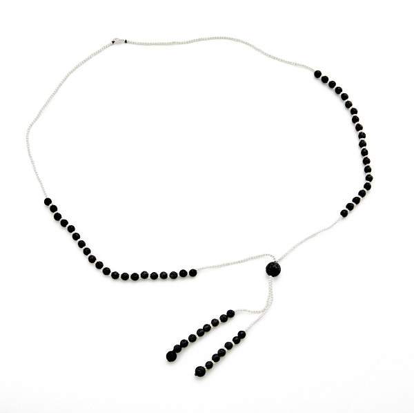 Lava Stone Necklace With Ball in Silver Plate - Shopthatapp.ca