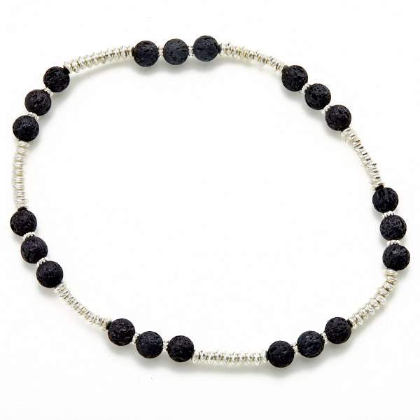Lava Stone Double Wrap Bracelet with Silver Plate - Shopthatapp.ca