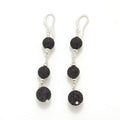 Lava Stone Triple Ball Earring with Silver Plate Accents - Shopthatapp.ca