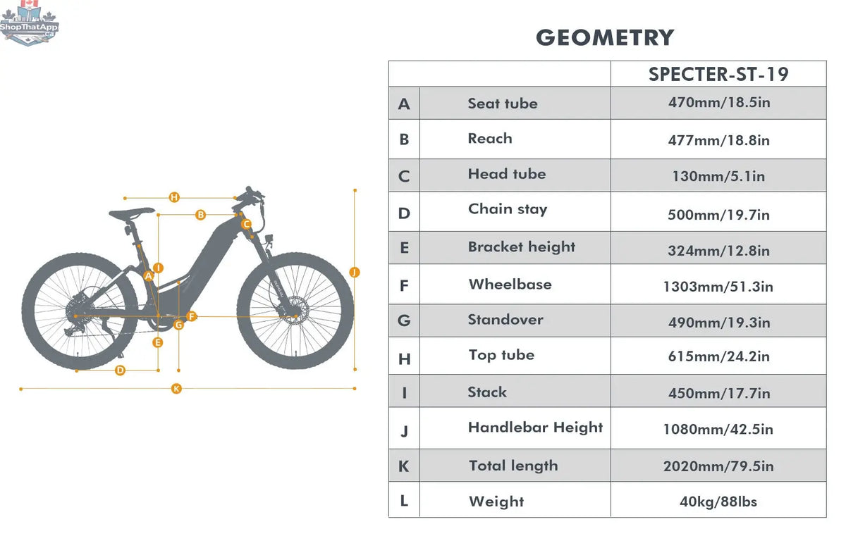 Electric bicycle E-Vélo EUNORAU SPECTER-ST 2.0 with sleek frame and battery, ready for a ride.