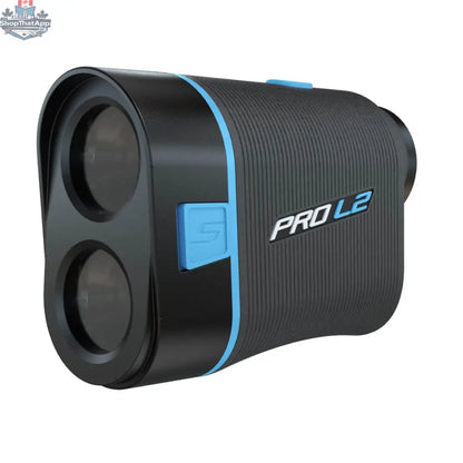 The Golfather Ltd. PRO L2 rangefinder with digital display showing distance measurement in a compact, lightweight design.