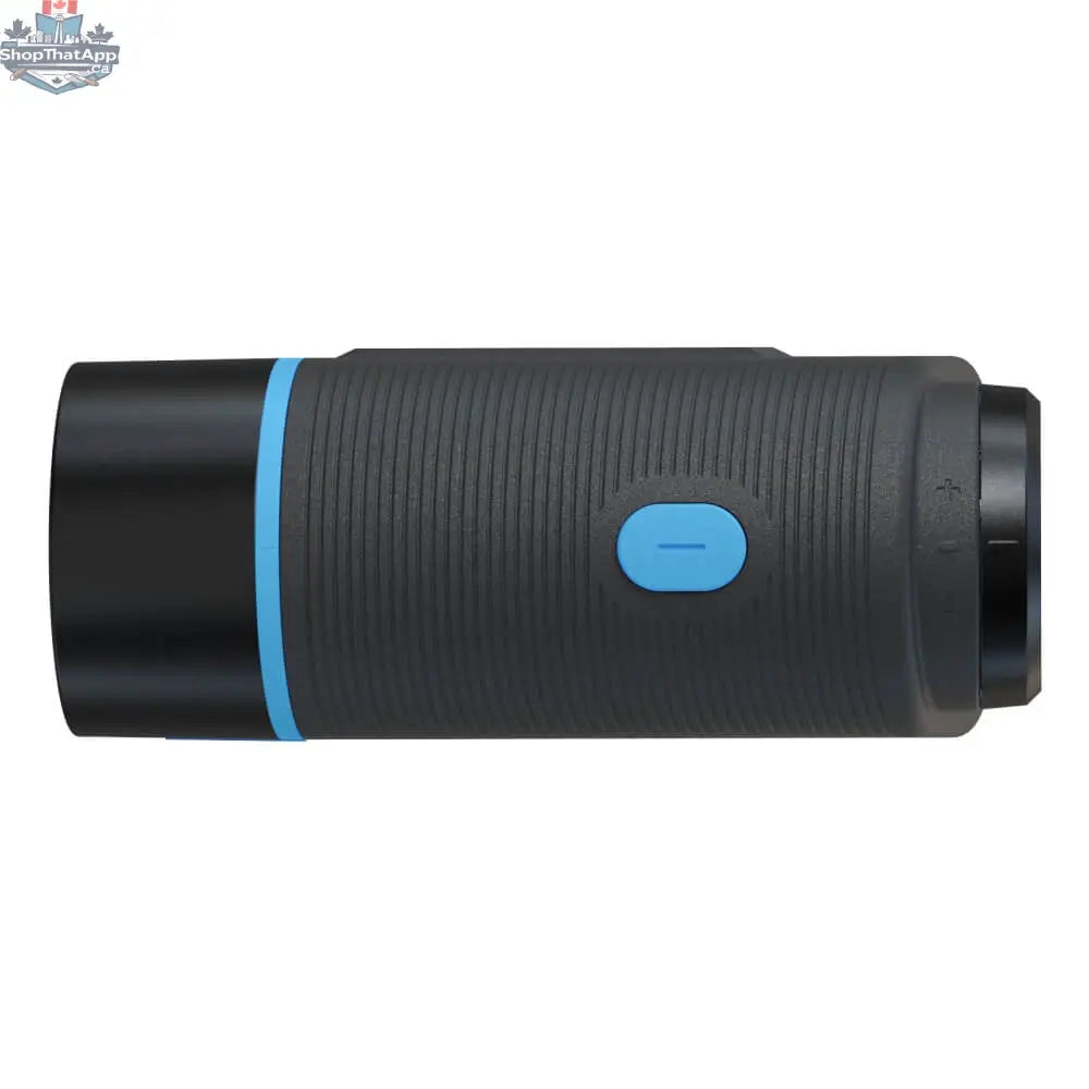 The Golfather Ltd. PRO L2 Rangefinder with blue and black design, showing the device held in hand for golf distance measuring.
