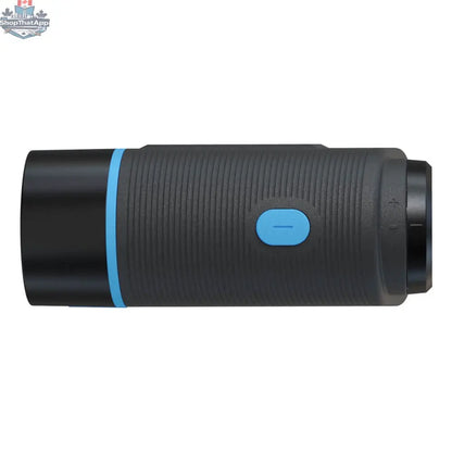 The Golfather Ltd. PRO L2 Rangefinder with blue and black design, showing the device held in hand for golf distance measuring.