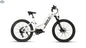 White E-Vélo EUNORAU SPECTER-ST 2.0 electric bicycle parked outdoors, showcasing its sleek frame and modern design.