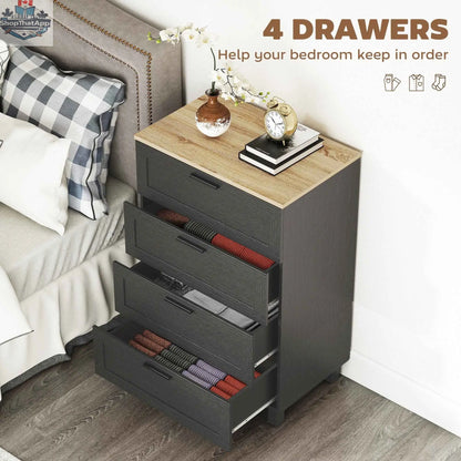 Black Taylor bedroom chest of drawers with solid wood legs, featuring multiple drawers for stylish storage by SLOTH Nation.