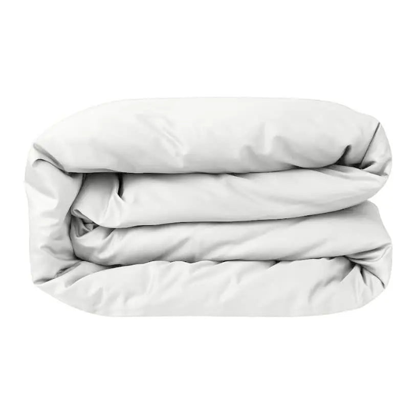 Elegant slate-colored sateen duvet cover by Skylark+Owl Canada, featuring smooth, refined fabric for a sophisticated bedroom look.