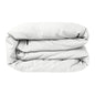Elegant slate-colored sateen duvet cover by Skylark+Owl Canada, featuring smooth, refined fabric for a sophisticated bedroom look.