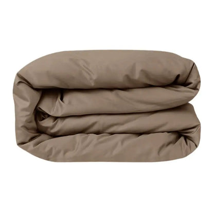 Luxurious taupe sateen duvet cover by Skylark+Owl Canada, elegant bedding with smooth, refined fabric for stylish bedroom decor.