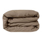 Luxurious taupe sateen duvet cover by Skylark+Owl Canada, elegant bedding with smooth, refined fabric for stylish bedroom decor.