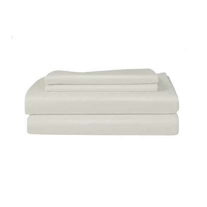 Luxurious Skylark+Owl Canada refined sateen sheet set in chalk color, showcasing smooth, soft bed sheets for elegant bedroom comfort.