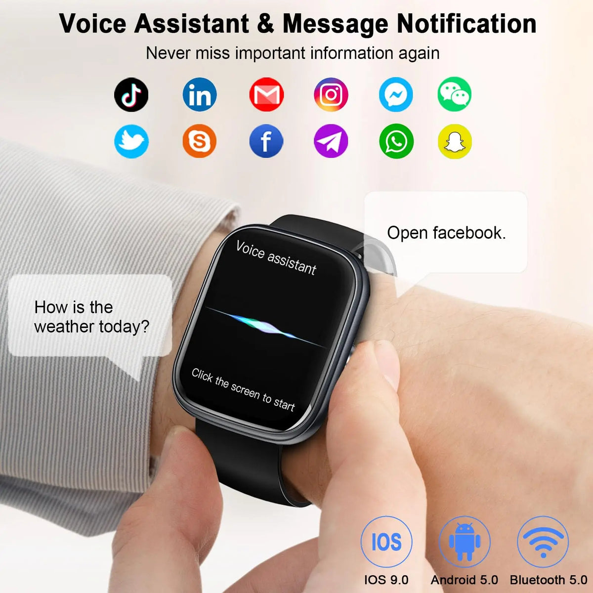 Astridia Bazaar 1.91-inch fitness smartwatch with Bluetooth call, IP68 water resistance, and over 110 sports modes.