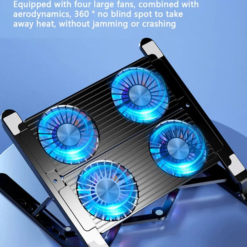 Foldable Laptop Cooling Pad with 4 Fans — Adjustable Notebook Stand for 13–17.3 Inch