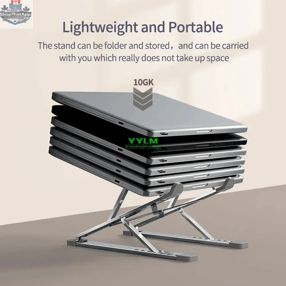 YYLM Aluminum Laptop Stand — Portable Foldable Cooling Riser for MacBook & Notebooks - Shopthatapp.ca