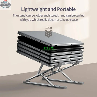 YYLM Aluminum Laptop Stand — Portable Foldable Cooling Riser for MacBook & Notebooks - Shopthatapp.ca