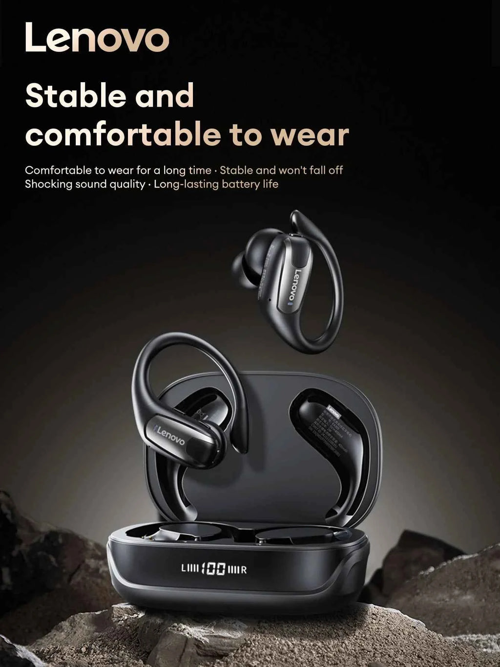 Lenovo EA305 OWS Wireless Bluetooth V5.4 Earphones Long Endurance Headphones Waterproof Sport Earphones LP75 Gaming Earbuds