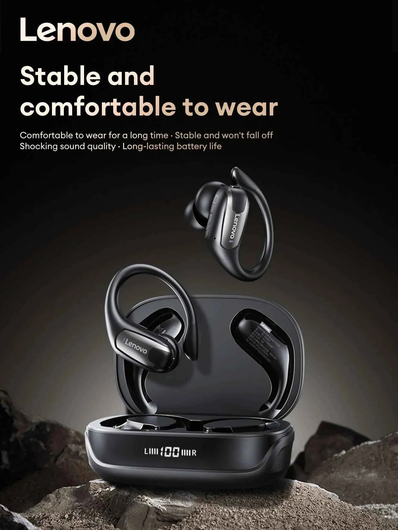 Lenovo EA305 OWS Wireless Bluetooth V5.4 Earphones Long Endurance Headphones Waterproof Sport Earphones LP75 Gaming Earbuds