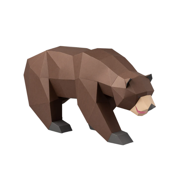 DIY Brown Grizzly Bear 3D Origami paper model Kit - Www.Shopthatapp.ca
