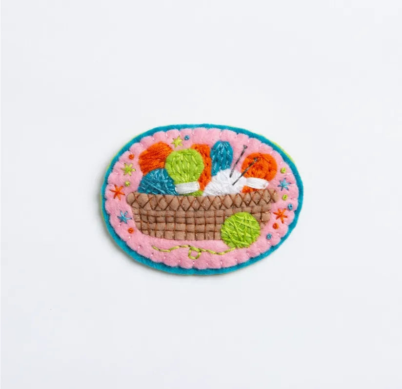 Hawthorn Handmade Knitting Basket Brooch Felt Craft Kit - Shopthatapp.ca
