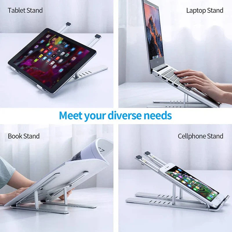 Aluminum Alloy Laptop Stand — Adjustable, Foldable & Non-Slip Cooling Holder