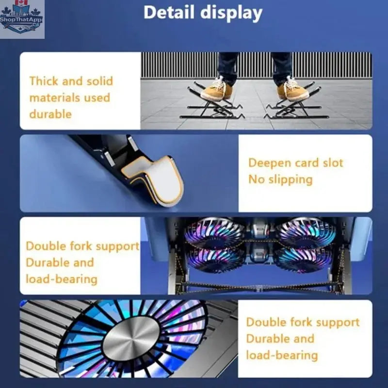 Foldable Laptop Cooling Pad with 4 Fans — Adjustable Notebook Stand for 13–17.3 Inch - Shopthatapp.ca
