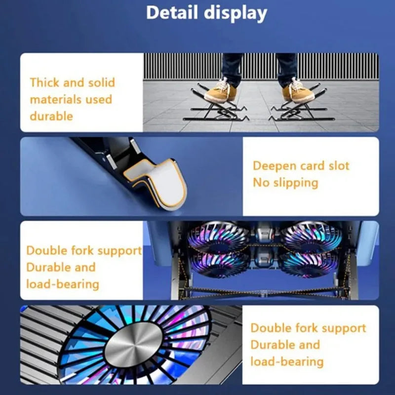 Foldable Laptop Cooling Pad with 4 Fans — Portable Stand for 13–17.3 Inch Laptops