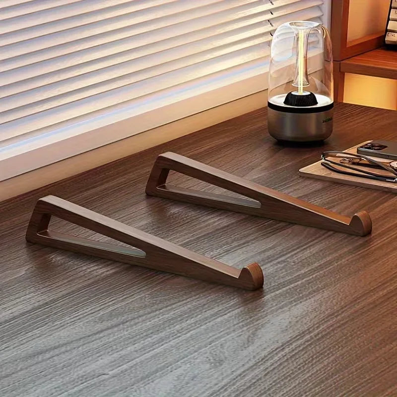 Portable Foldable Wooden Laptop Stand - Ergonomic 12° Adjustable Angle,  Compact Bamboo Desktop Riser for Tablets and Notebooks
