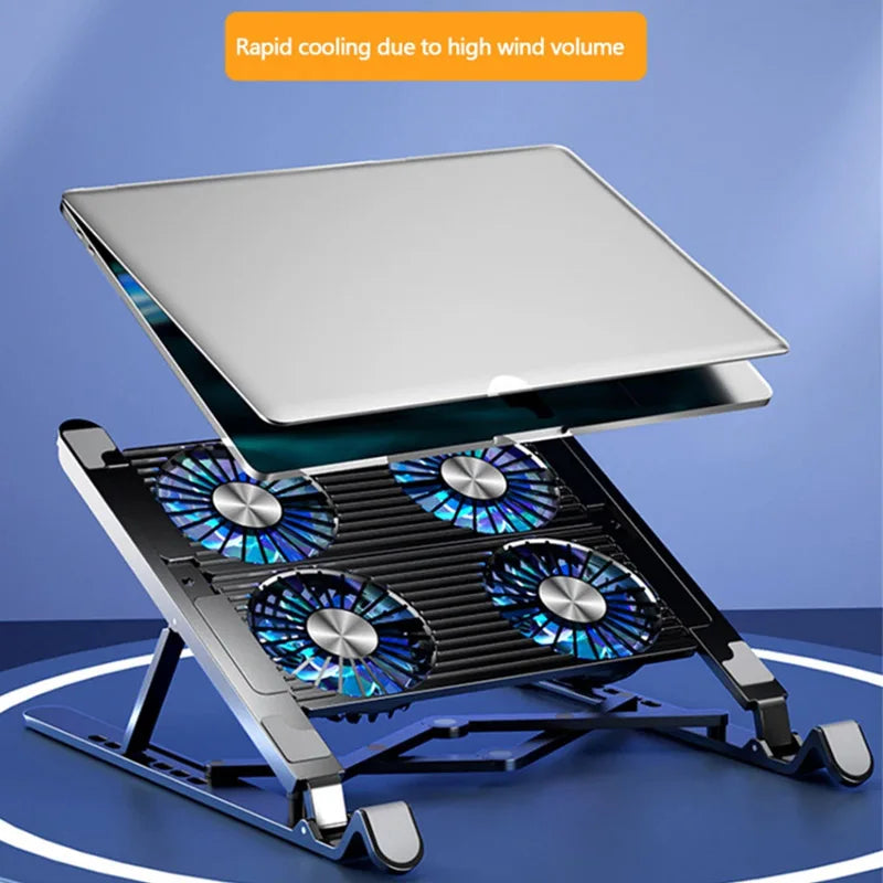 Foldable Laptop Cooling Pad with 4 Fans — Adjustable Notebook Stand for 13–17.3 Inch