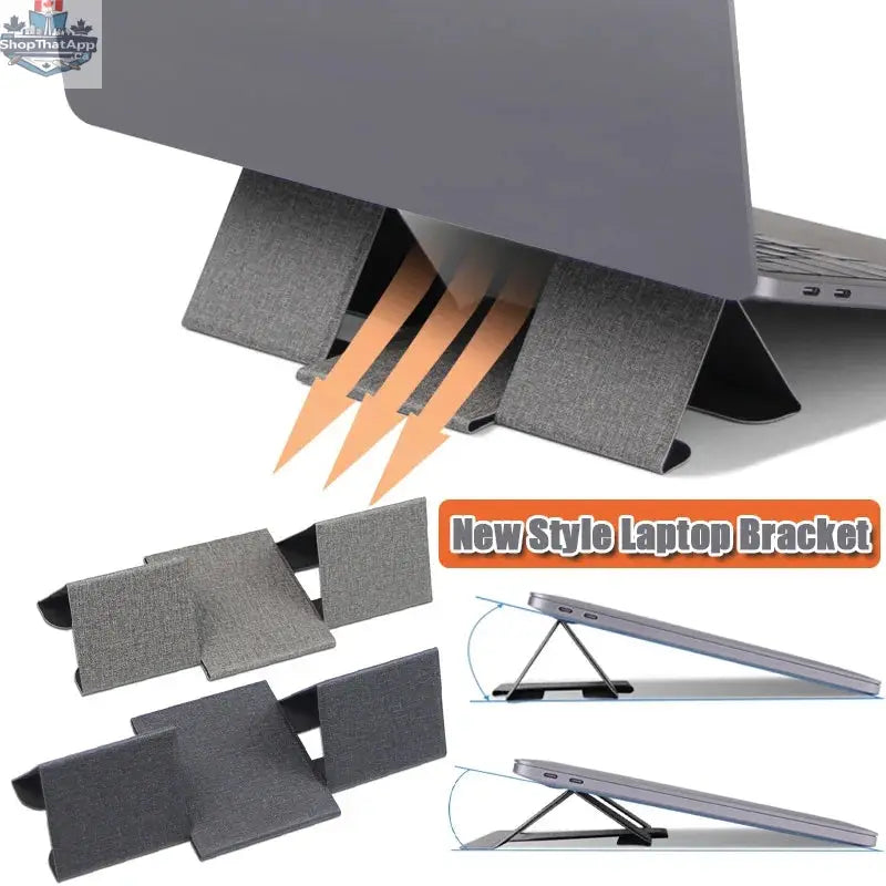 Portable Laptop Holder Desk Folding Desk Support PU Leather Stand Laptop Expansion Cooling Laptop Adjustable Stand Rack Bracket - Shopthatapp.ca
