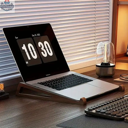 Portable Foldable Wooden Laptop Stand - Ergonomic 12° Adjustable Angle,  Compact Bamboo Desktop Riser for Tablets and Notebooks - Shopthatapp.ca