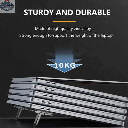 2PCS Mini Foldable Laptop Stand, Zinc Alloy Invisible Notebook Riser, Adjustable Angle Self-Adhesive Keyboard Lift for Desk - Shopthatapp.ca