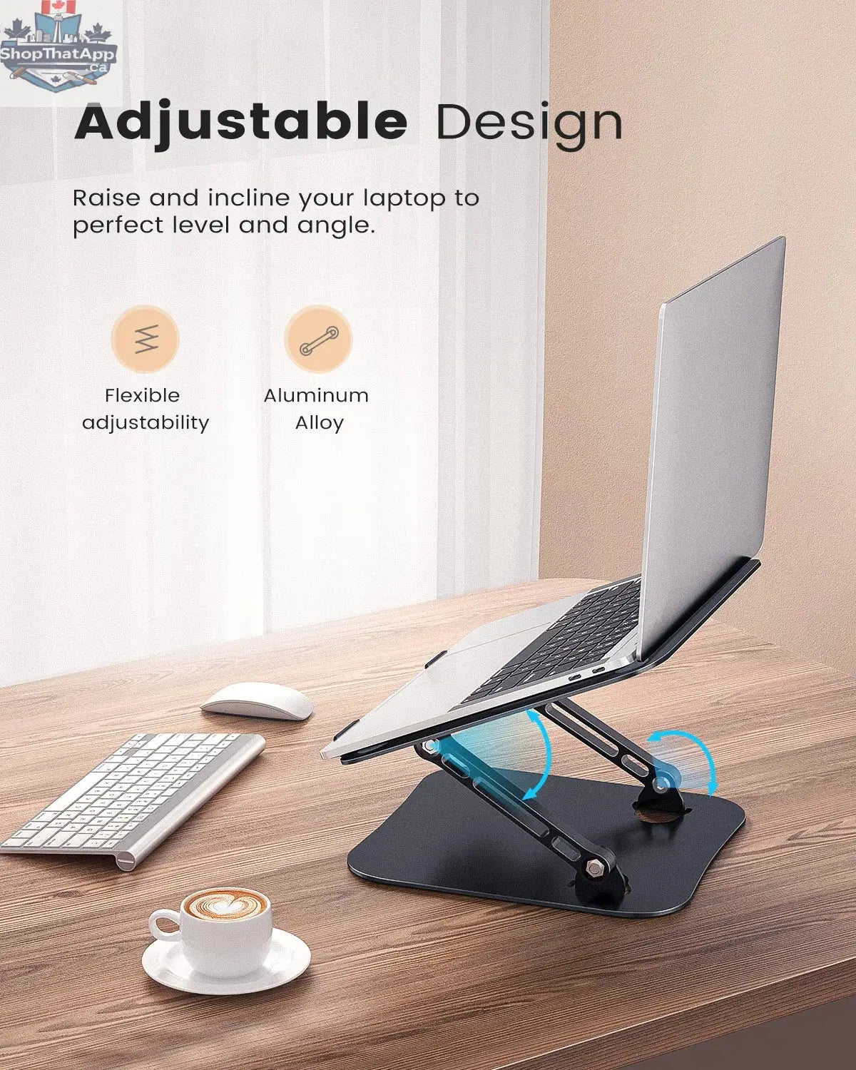 ST01 Portable 11–16-inch Adjustable Laptop Stand Computer Stand Sturdy Aluminum for Desk Foldable Laptop Holder Notebook Tablet - Shopthatapp.ca