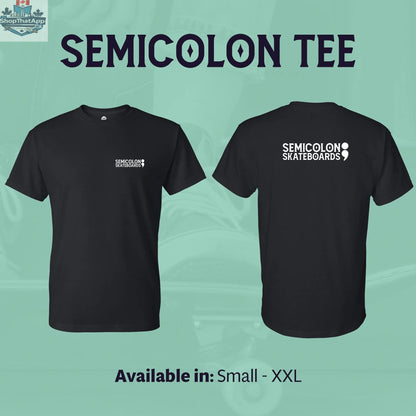 Semicolon Skateboards logo T-shirt featuring a meaningful semicolon design, casual fit, made by Semicolon Skateboards.