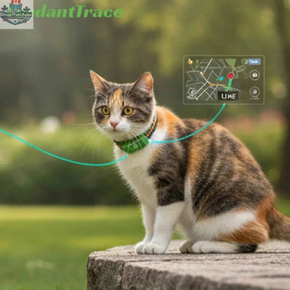 777tech VerdantTrace 4G GPS pet tracker collar with electronic fence, waterproof design, real-time tracking, and 850mAh battery for cats.