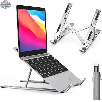 Aluminum Alloy Laptop Stand — Adjustable, Foldable & Non-Slip Cooling Holder - Shopthatapp.ca