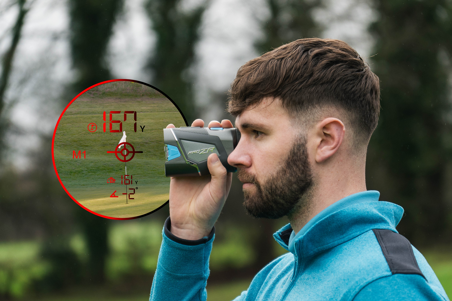 Shot Scope PRO ZR Golf Laser Rangefinder - 1500-Yard Dual Optics, Target-Lock Vibration, Cart Magnet, DuraShield Hardshell - Shopthatapp.ca